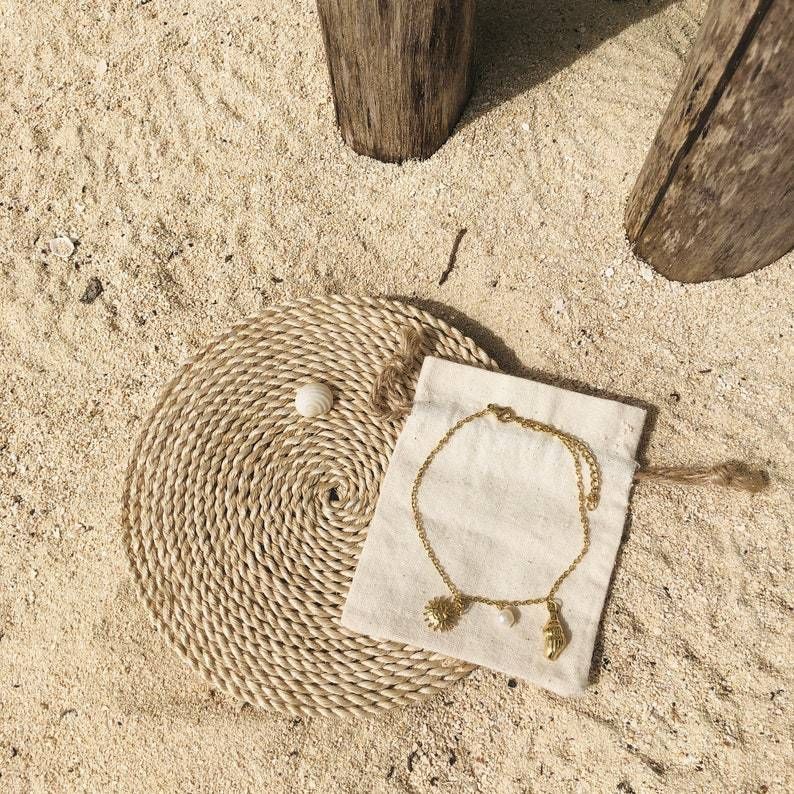 【Beach Series】Titanium Stahl Perle Fußkettchen Für Frauen Wasserdichte Strand Lichtecht Zubehör Böhmischen Stil_voghion.com