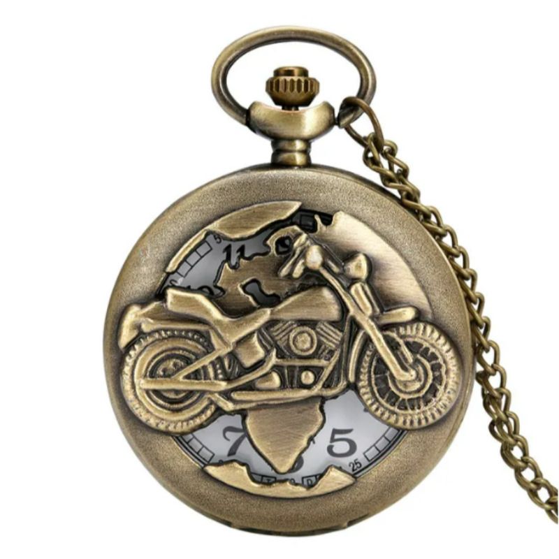 Vintage Flip Büyük Cep Saati Bronz Motosiklet Motosiklet Kolye Kolye Kuvars Saat Erkekler ve Kadınlar için Bantlı_voghion.com