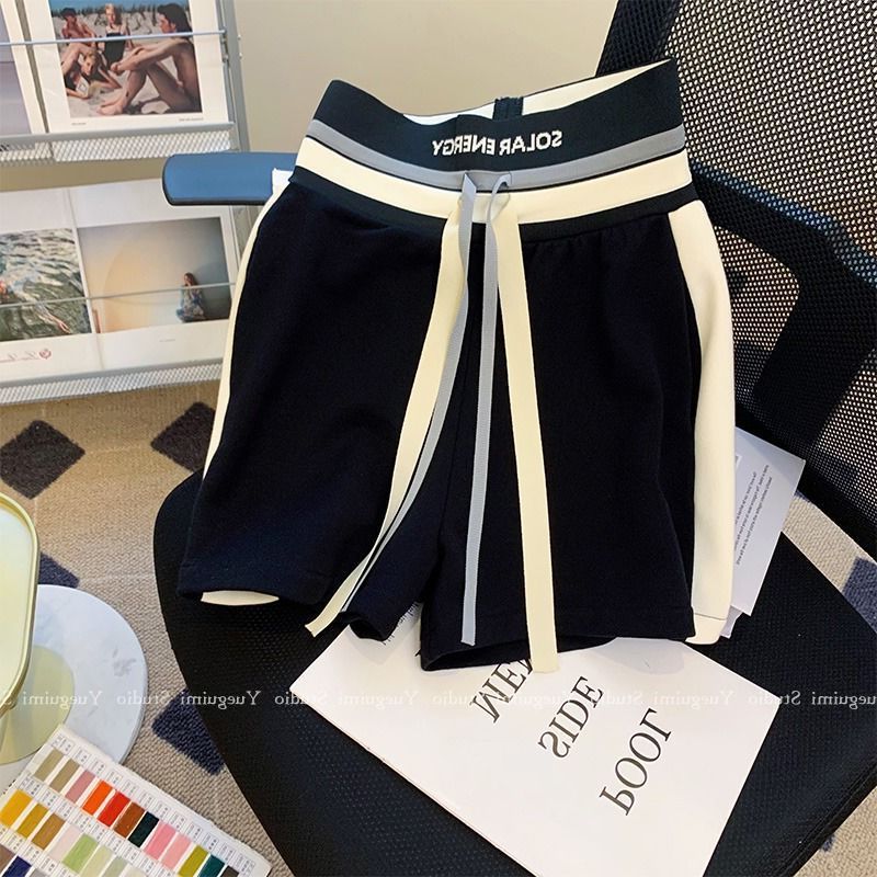 Women's Clothing orders black casual sports pants women's summer thin high waist slim wide leg pants shorts_voghion.com