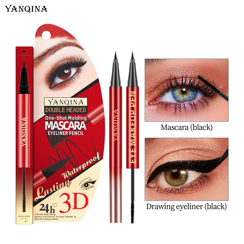 YANQINA dobbelthoved to-i-en eyeliner hurtigttørrende vandfast makeup krøller og slank øjenfarve sort_voghion.com