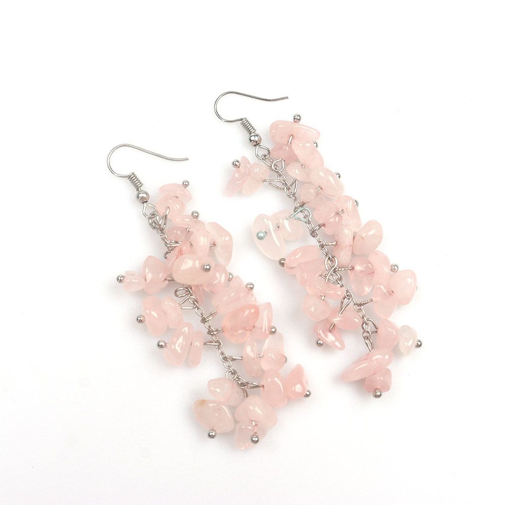 Orecchini con nappa di ghiaia di cristallo a 7 colori - Gioielli lunghi fatti a mano in stile bohémien_voghion.com