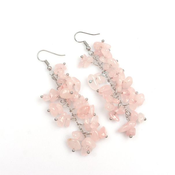 Orecchini con nappa di ghiaia di cristallo a 7 colori - Gioielli lunghi fatti a mano in stile bohémien_voghion.com