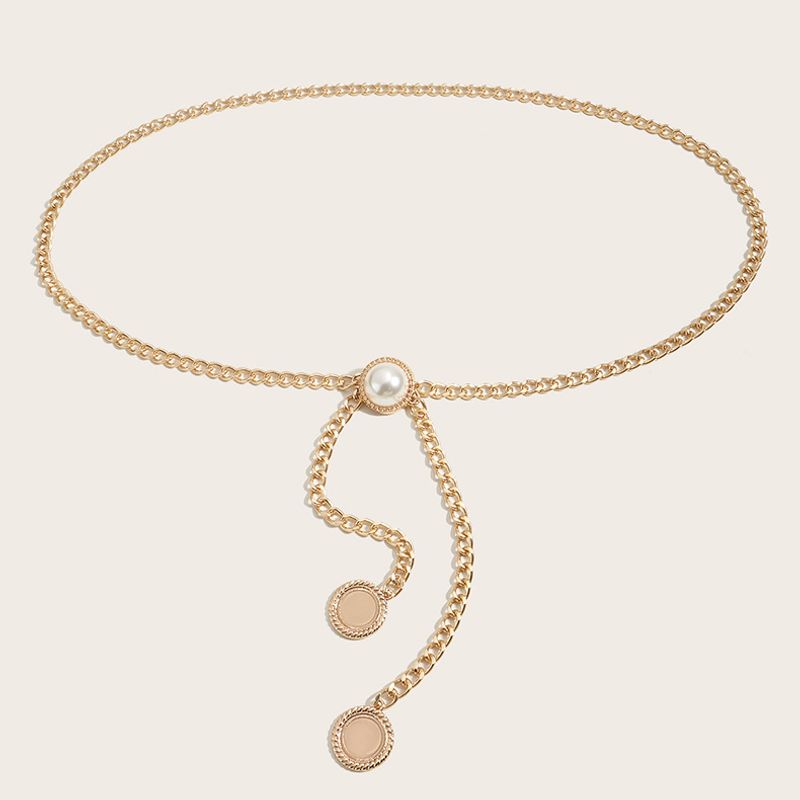 Metal Waist For Women's Accessories, Pearl Buckle, New Trendy And Fashionable Spicy Girl Body Chain, Dress Belt Chain_voghion.com