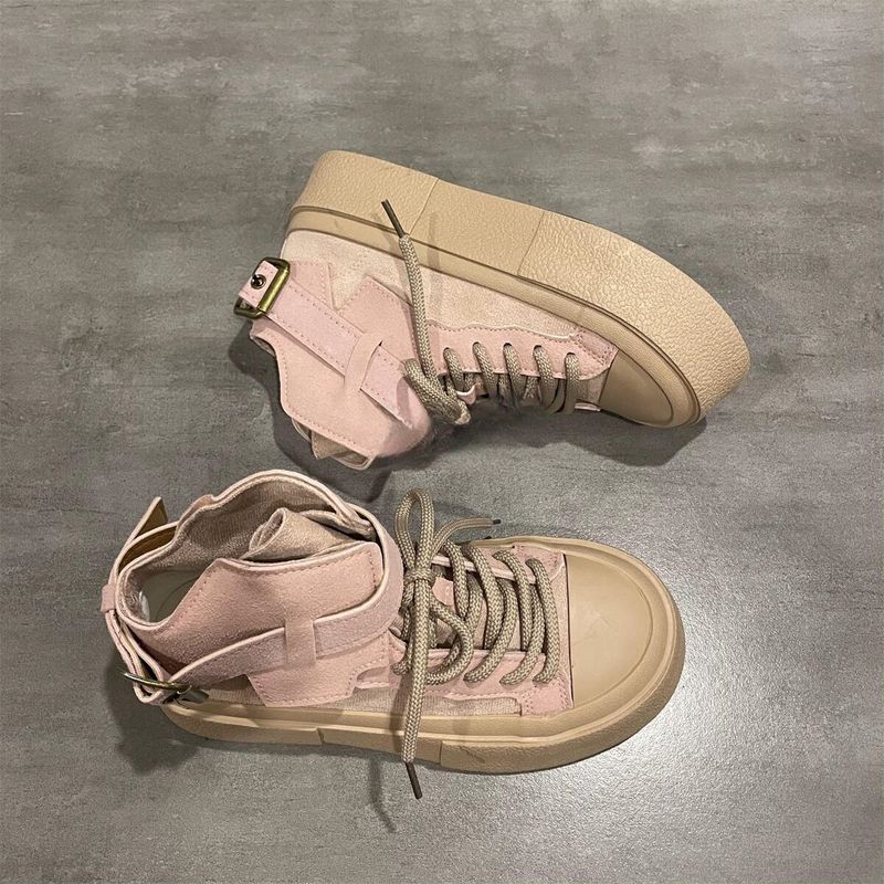 Brown autumn original design retro board shoes platform shoes for women High top canvas shoes for women Design women's shoes_voghion.com