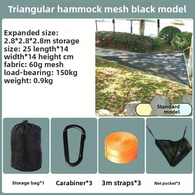 Taşınabilir Çok Kişilik Mevcut Üçgen Hamak Bahçe Mobilyası Seti Çadır Hamak Ekipmanı Ağ Açık Hava Kampı Kamp Hamağı_voghion.com