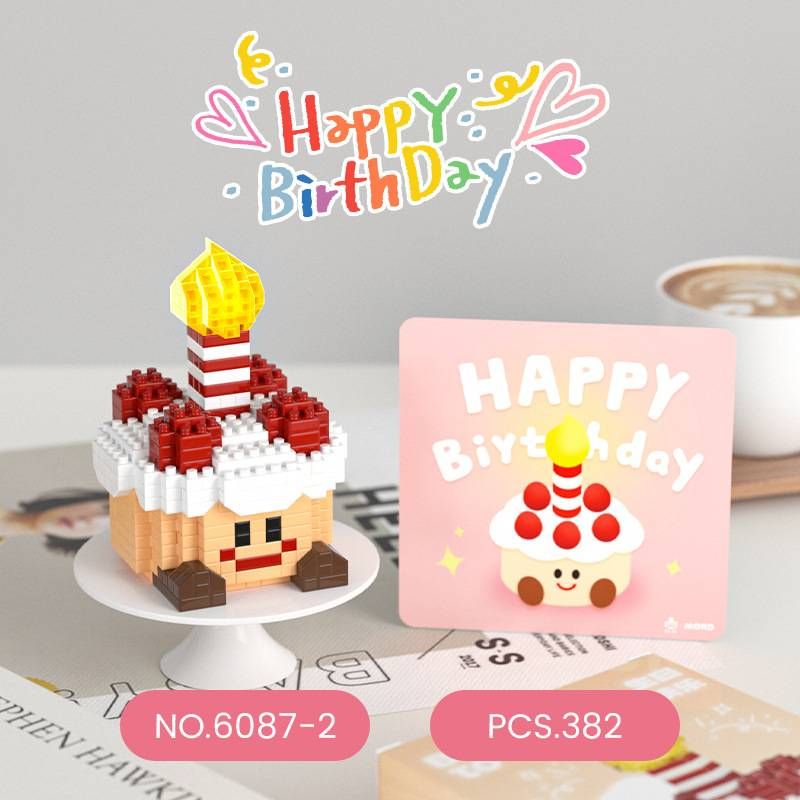 New Birthday Gift Glowing Cake Novelty Tiny Particle Building Blocks Boys And Girls Lego Toys Holiday Gift Choice - Strawberry Cake_voghion.com