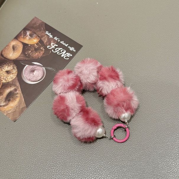 Autumn-Winter Leopard Print Fluffy Phone Wrist Bag With Pearl Pendant_voghion.com