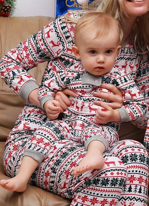 Damskie piżamy świąteczne nadruki nowe zestawy dla rodziców i dzieci w domu piżamy_voghion.com