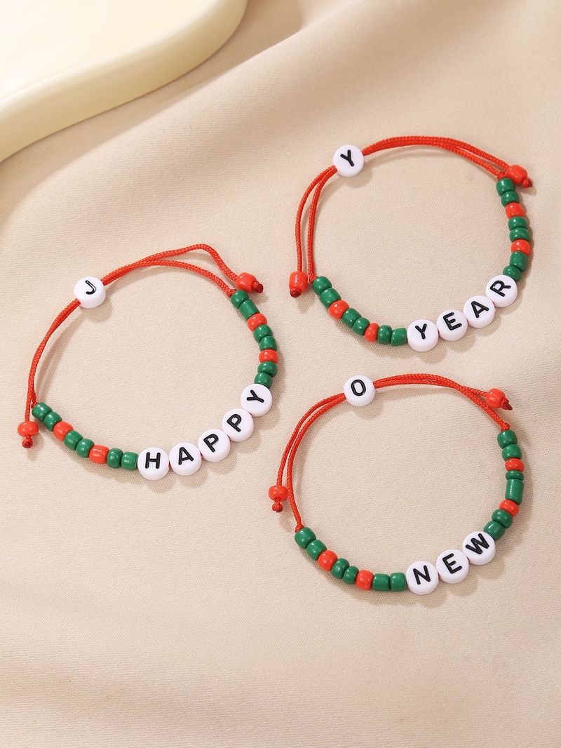 Handmade Beaded Children's Happy New Year Bracelet Set_voghion.com