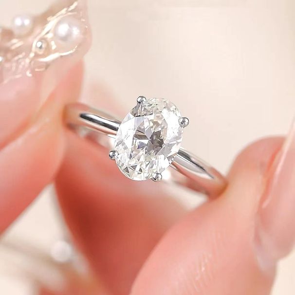 New 1 Carat Oval Egg-Shaped Crown Water Drop For Women Moissanite High Carbon Stone Engagement Wedding Ring Setting_voghion.com