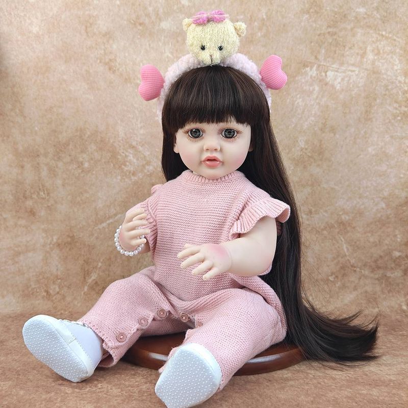 Reborn Girl Poppen 55cm Met Lang Haar Acryl Ogen 22Inch Realistische Baby Kinderen Wasbaar Metgezel Speelgoed Cadeau Voor Verjaardag_voghion.com