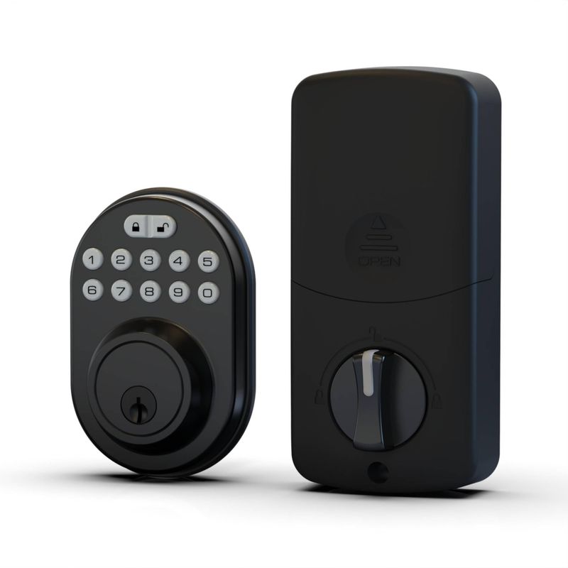 1pc Metal Keyless Deadbolt Lock, Fingerprint / PIN Code / Mechanical Key /Free APP, Keyless Entry Lock_voghion.com