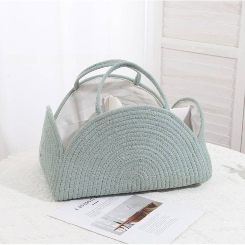 Handwoven Cotton Rope Diaper Bag - Multi-Functional Baby Essentials Organizer With Detachable Strap_voghion.com