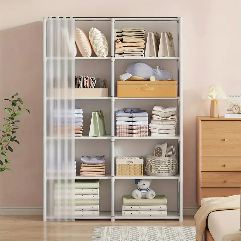 Dual-Row 5-Tier Wardrobe Closet – Spacious, Sturdy, And Easy-to-Assemble Clothes Organizer For Bedroom_voghion.com