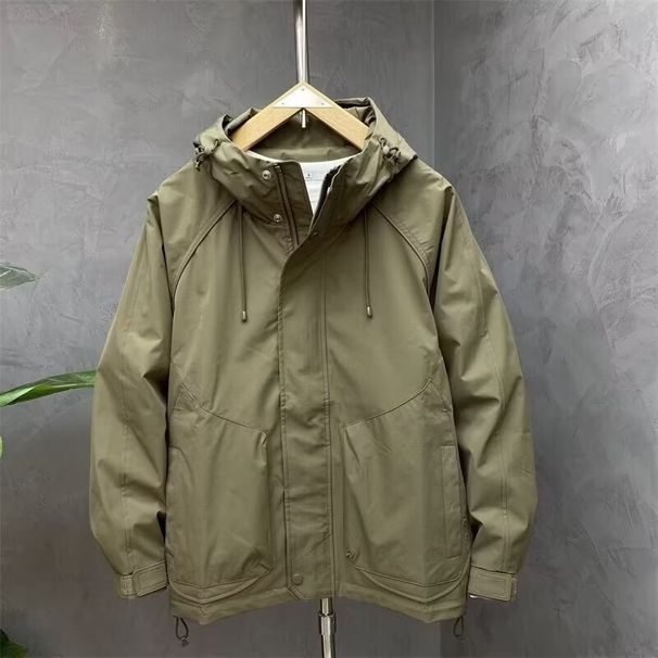 Enfärgad huvjacka för mäns vår- och höstdräkt i ny stil, enkel och moderiktig, slim fit och mångsidiga fritidsarbetskläder_voghion.com