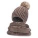wool knitting hat ladies autumn and winter fashion warm  version of the trendy all-match plus fleece hat scarf set_voghion.com
