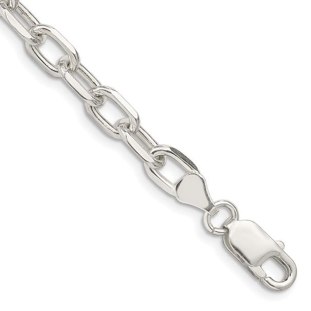 Sterling Silver 6.65mm Diamond-cut Long Link Cable Chain_voghion.com