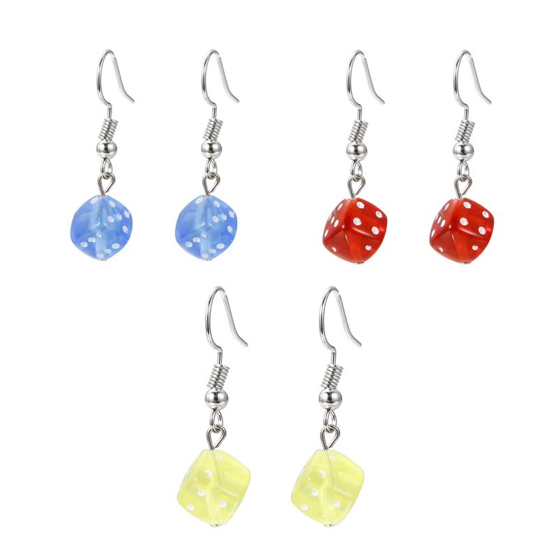 Dadi tridimensionali colorati in stile Ins con temperamento personalizzato, acrilico semplice e orecchini_voghion.com