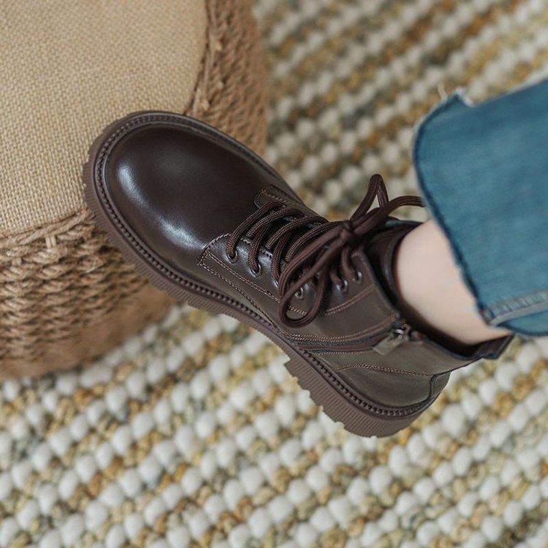 Genuine leather Martin boots for women British style 2023 new brown thick bottom popular summer and autumn short boots ins single boots_voghion.com