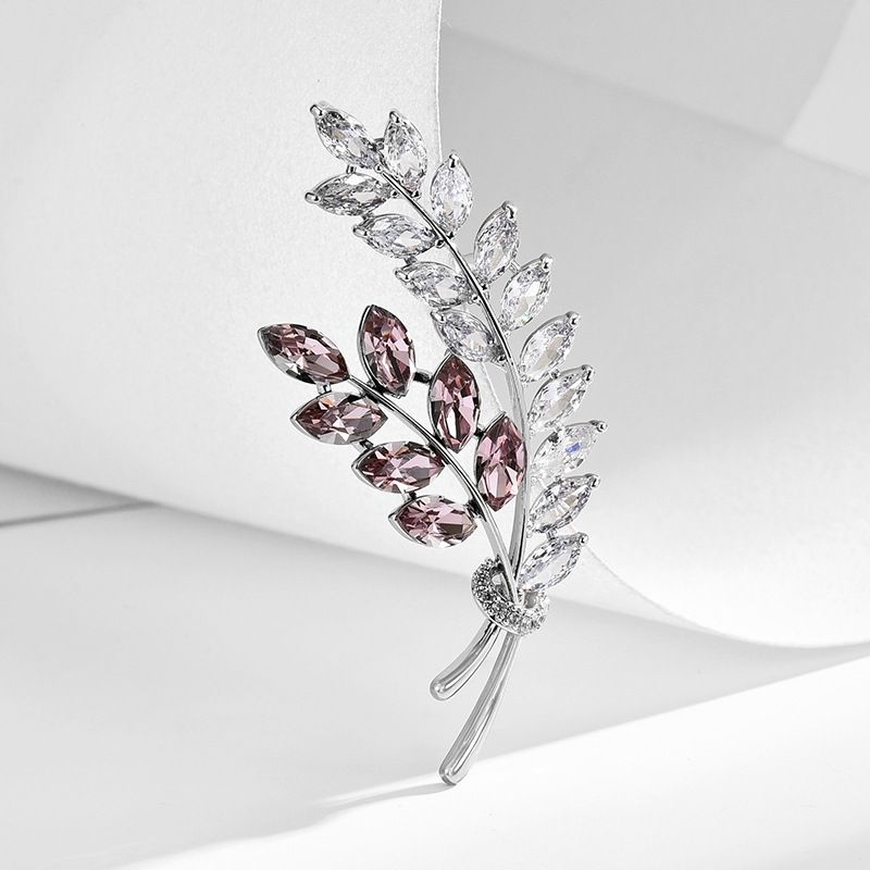 High end elegant blue pearl wheat ear crystal brooch, zircon luxury pin accessory, women's suit chest flower_voghion.com