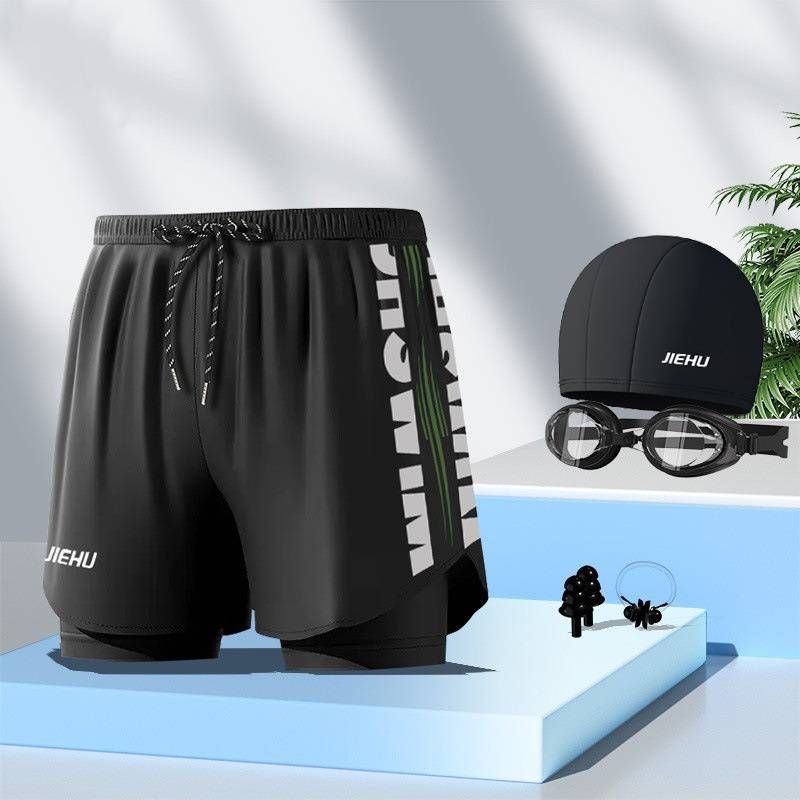 Men's Swimming Trunks, Quick-drying Double-layer Swimming Trunks, Anti-embarrassment Swimming Set For Men_voghion.com