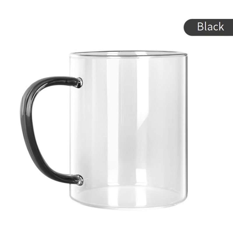Striped Glass Mug With Colorful Handle - Large Opening Modern Tea Cup For Coffee & Hot Drinks_voghion.com