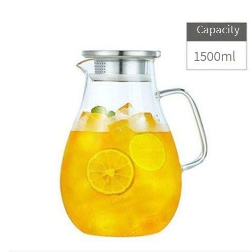 Pichet en verre haut de gamme avec infuseur amovible – Distributeur de boissons sans BPA 1,5 L/2 L/2,5 L pour thé glacé, infusion froide et eau fruitée_voghion.com