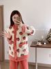 Cardigan Oolong Peach Comfortable Pajamas Women's Autumn And Winter Thickened Thermal Long-sleeved Trousers Two-piece Set_voghion.com