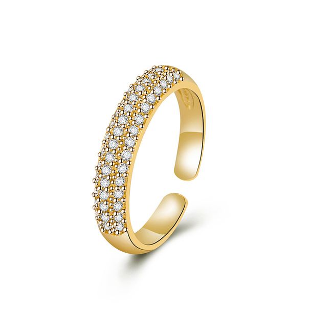 Anelli, colore oro, apertura completa di diamanti, anelli femminili regolabili, gioielli in zircone, anelli in stile ins_voghion.com