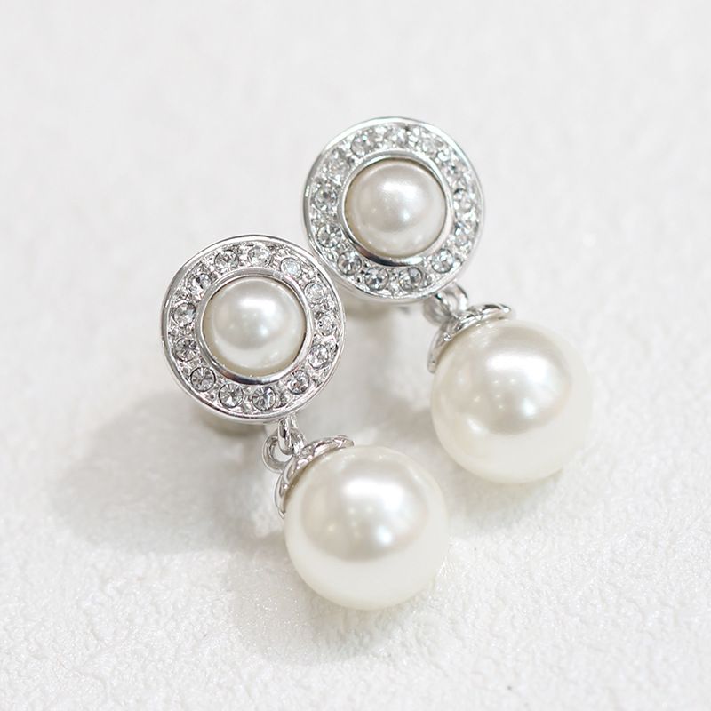 Women's Jewelry Regent Jewelry Fashion Retro Simple No Ear Piercing Pearl Ear Clips Women's All Match Inlaid Pearl Two Color Earrings_voghion.com