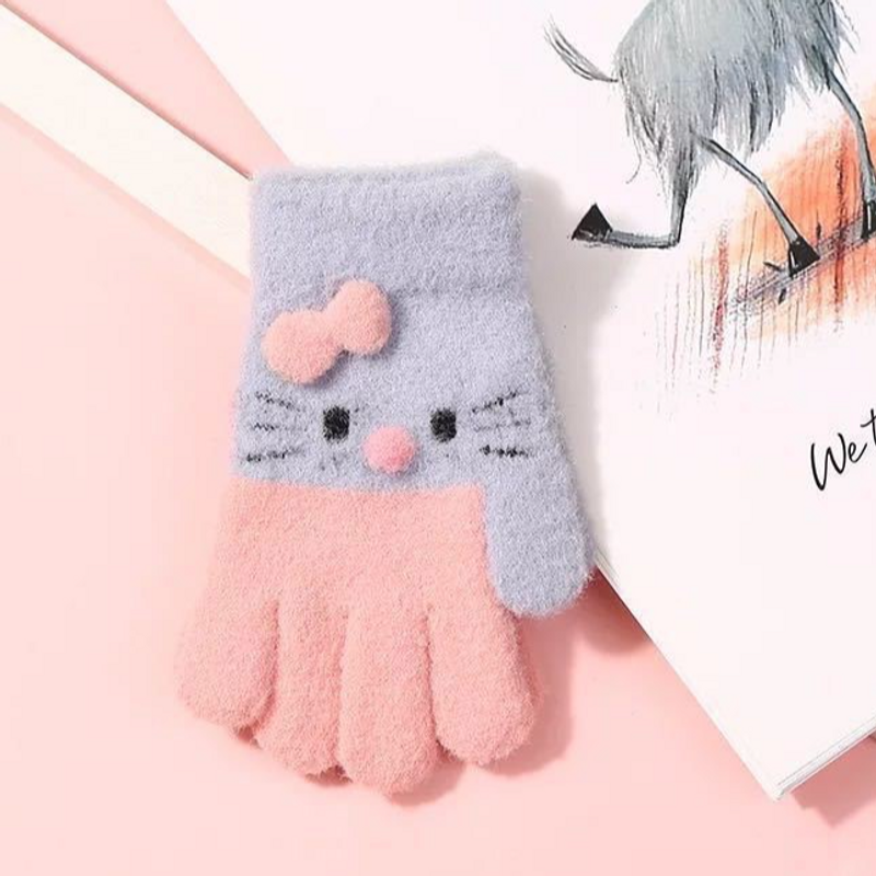 Kinderhandschuhe, Kinderhandschuhe, weiblich, Winter, Cartoon, süß, plus Samt, verdickt, fünf Finger, für Jungen und Mädchen, Studenten_voghion.com
