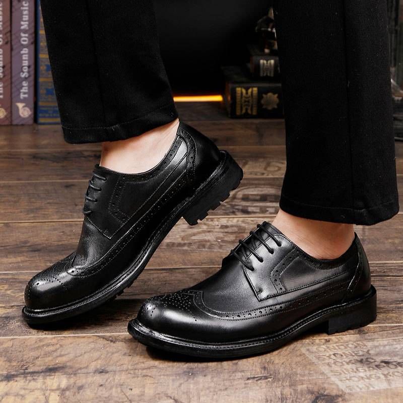 Vintage Rindsleder Derby Hochzeitsschuhe Mode Brock geschnitzte Business formale Freizeitlederschuhe für Männer Übergrößen Herrenschuhe_voghion.com