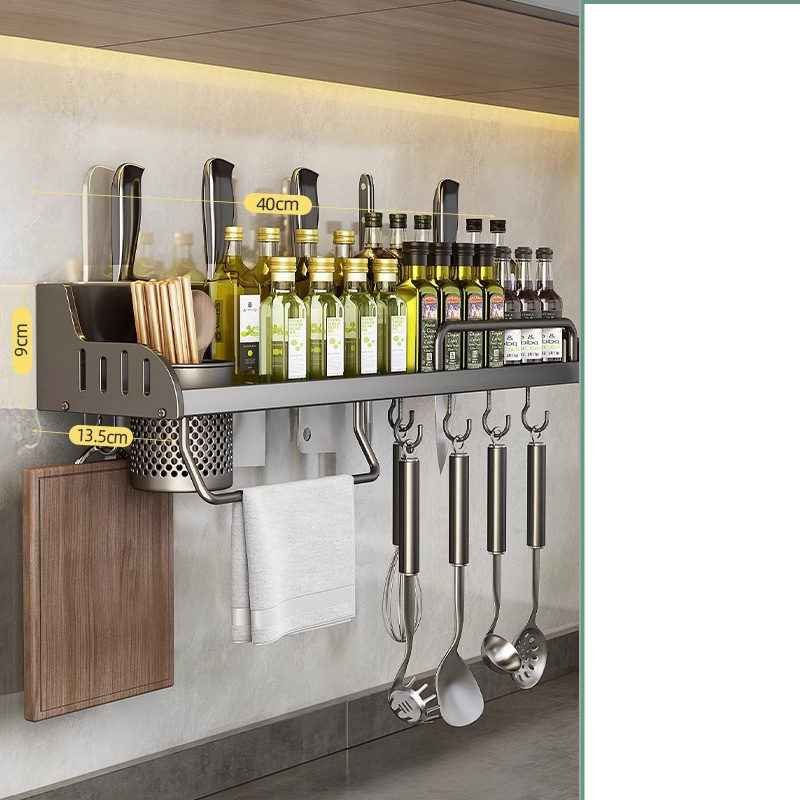 Support de rangement de cuisine sans perforation Support mural multifonctionnel pour baguettes et couteaux Support de rangement pour fournitures d'assaisonnement ménager_voghion.com