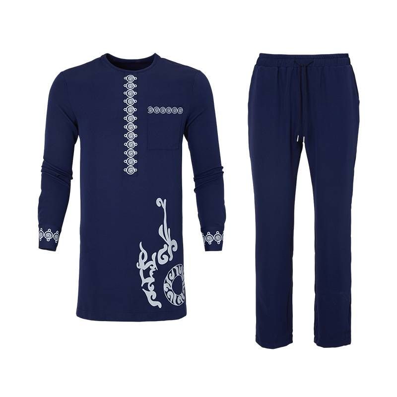 Abbigliamento maschile, camicia etnica a maniche lunghe da uomo, set da due pezzi, alla moda, di alta qualità, nuovo abito casual_voghion.com