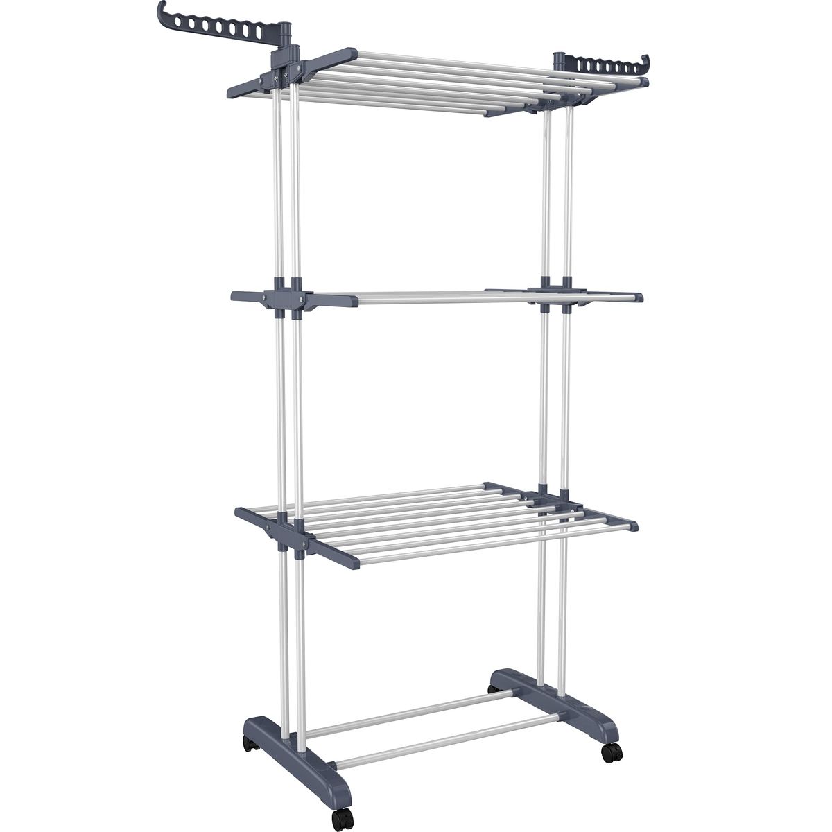 Clothes Drying Racks Bed Linen14 Hooks 24 Drying Poles 4 Castors Movable Foldable Stainless Steel Oversized 4-Tier Clothes Drying Racks_voghion.com
