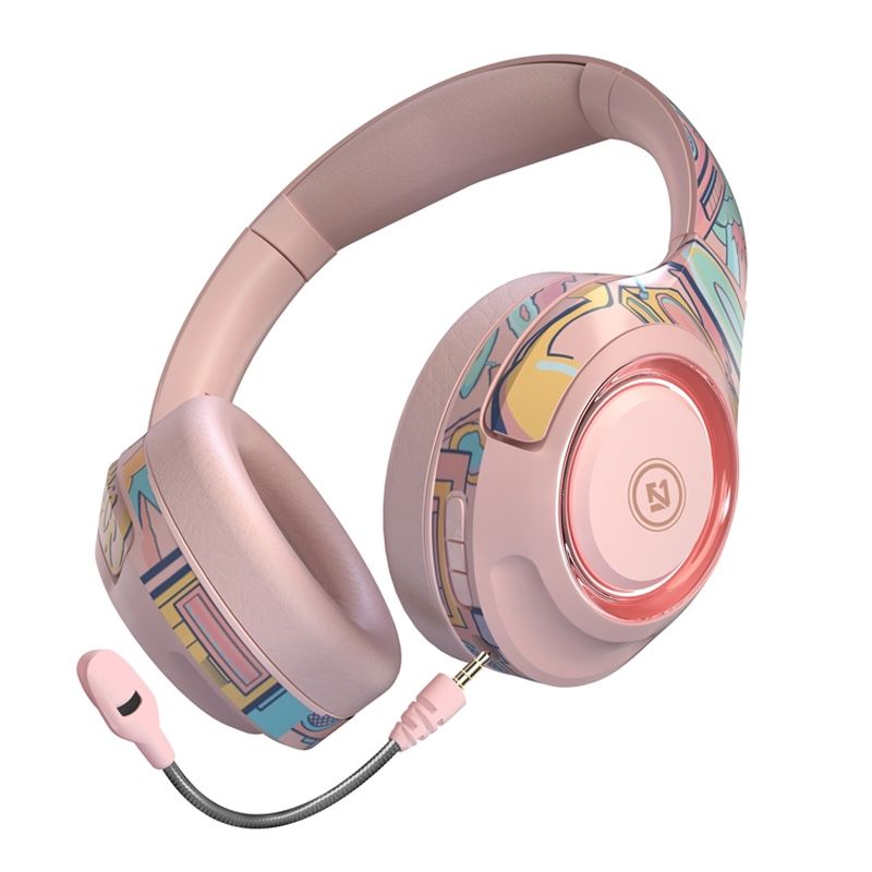 Auriculares Bluetooth inalámbricos plegables con luz ambiental para juegos EL-A2 (rojo)_voghion.com