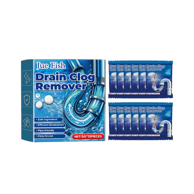 JUE FISH Pipe Unclogging Effervescent Dissolve Toilet Drain Kitchen Sink Blockage Deodorizing Tablets_voghion.com
