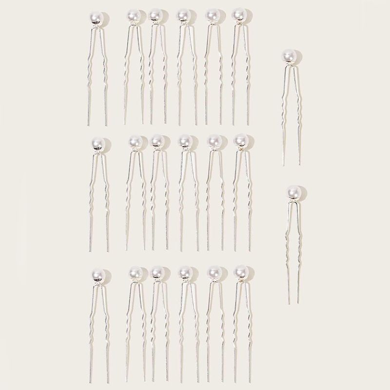 Bijoux pour femmes robe de mariée style épingle à cheveux perle en forme de U épingle à cheveux coiffure de mariée accessoires de cheveux 20 pièces dans une boîte_voghion.com