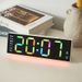 Modern LED Wall Clock With Ambient Light, Digital Display, Calendar, Temperature & Alarm - 6691R (White/Black)_voghion.com