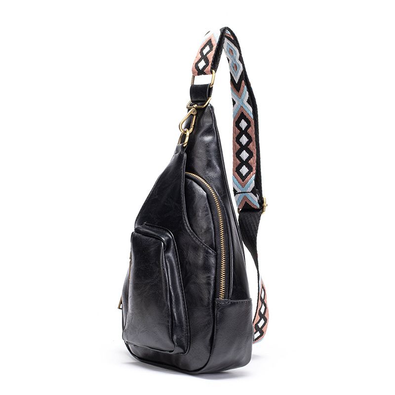 Trendy Retro Damen Gürteltasche mit buntem Jacquard Riemen_voghion.com