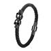 Bracciale da uomo in acciaio inossidabile con teschio, testa di fantasma, bracciale da uomo in pelle intrecciata, bracciale semplice_voghion.com