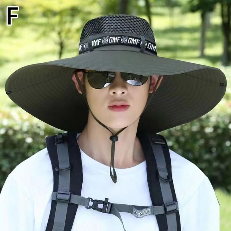 Chapeau de pêcheur à large bord 15 cm pour homme et femme, respirant, protection solaire UV, en maille, pour randonnée, plage, extérieur_voghion.com