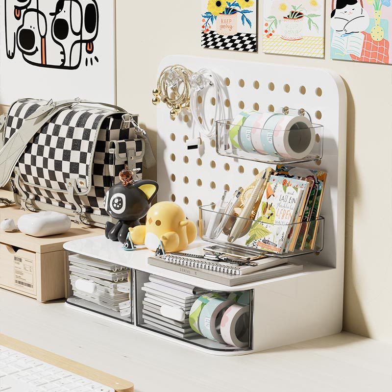 T2236 Desktop Perforated Board Storage Rack, Student Dormitory Office Desk, No Drilling, Vertical Display Rack With_voghion.com