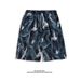 Men's Floral Shorts Quick-Drying Thin Hawaiian Tide Crane Print Five-Point Beach Pants_voghion.com