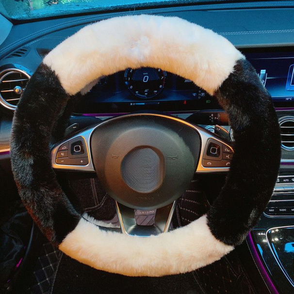 Winter Cute Pochacco Car Warm Plush Unisex Cartoon Internet Celebrity Non-slip Steering Wheel Cover Goddess_voghion.com