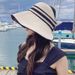 Fashion Summer Black Vinyl Sun Women Stripe Wide Brim UV Protection Bucket Hat Foldable Outdoor Beach Ladies Empty Top Sunscreen_voghion.com