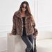 K Fashionable Personality New Furry Leopard Pattern Collarless Short Coat_voghion.com