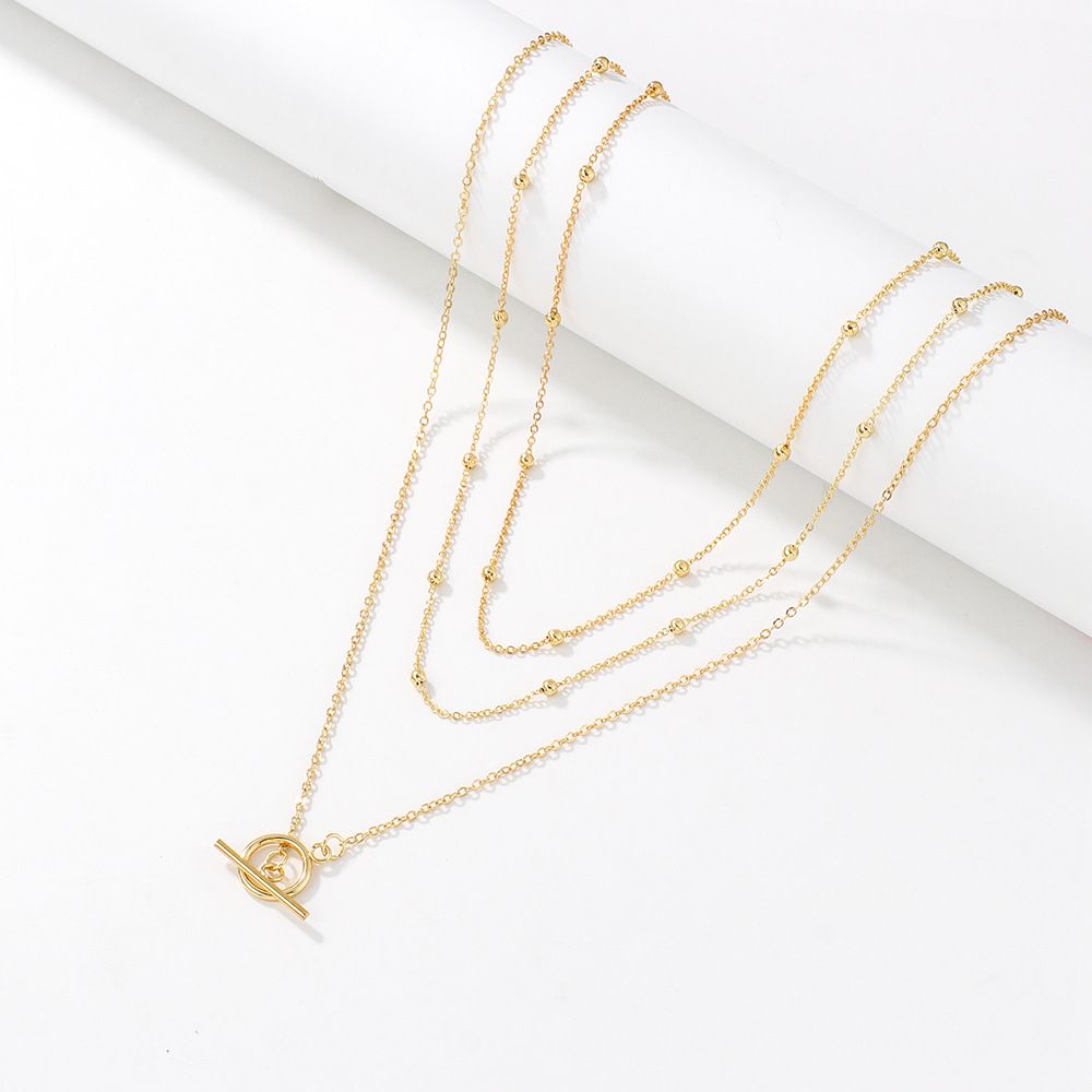 Trijų sluoksnių megztinis, ilgas, aukštos klasės, paauksuotas vėrinys, moteriškas, universalus rudens ir žiemos raktikaulio grandinėlės formos papuošalas_voghion.com