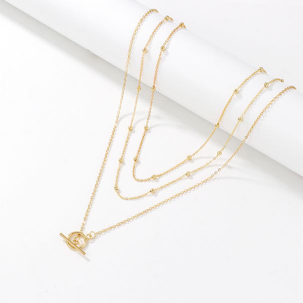 Trijų sluoksnių megztinis, ilgas, aukštos klasės, paauksuotas vėrinys, moteriškas, universalus rudens ir žiemos raktikaulio grandinėlės formos papuošalas_voghion.com