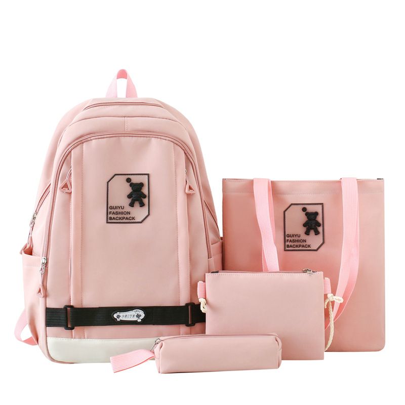 Kinderrucksäcke, wasserdicht, College-Stil, Rucksack für Jungen und Mädchen, vierteiliges Set, strukturierter Schultergurt, Computerrucksack_voghion.com